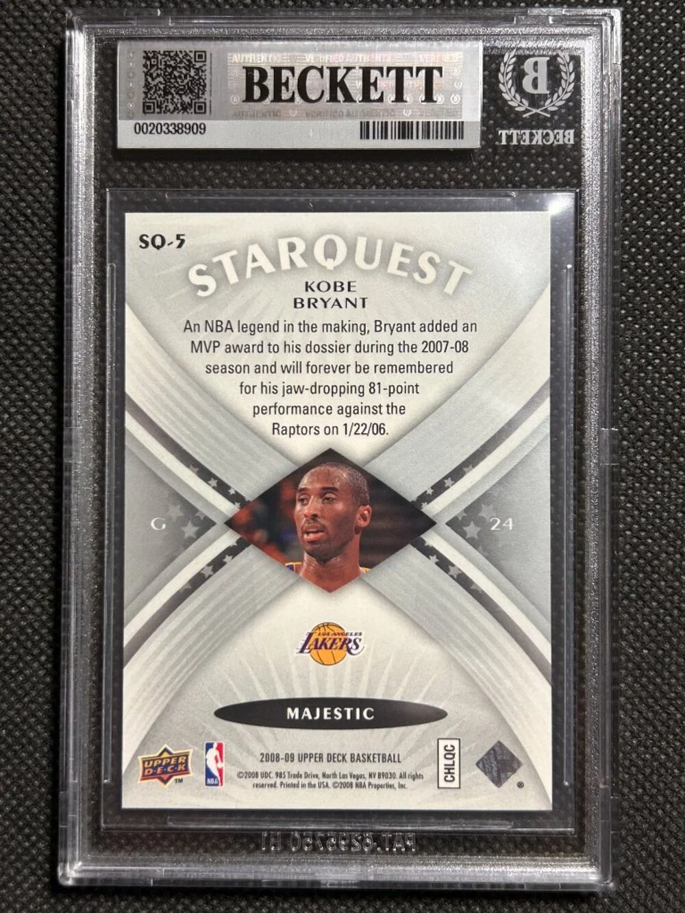 2008-09 Upper Deck Starquest Kobe Bryant #SQ-5 Black/Majestic Rarest BGS 9 MINT
